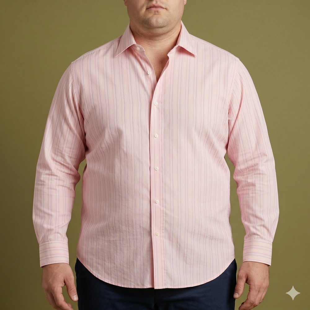 Ben Silver 16.5 34 Dress Shirt Mens Pink‎ Fine Stripe Cotton EUC